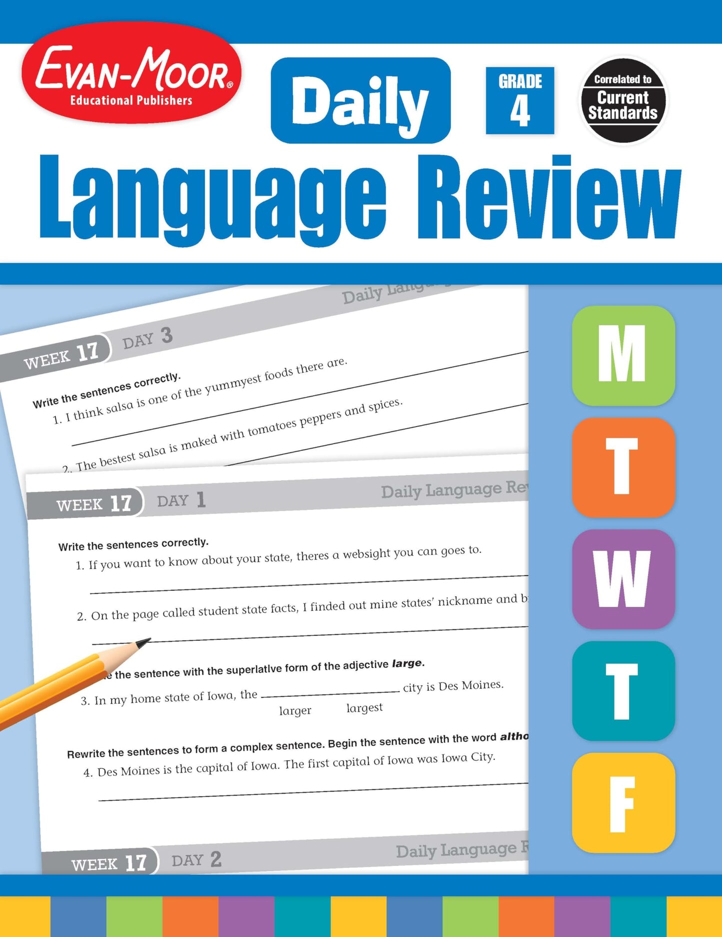 Evan-Moor Daily Language Review, Grade 4, Activities, Homeschooling and Classroom Resource Workbook, Reproducible Worksheets, Teacher Edition, Daily Practice, Skills Assessment, Grammar, Punctuation