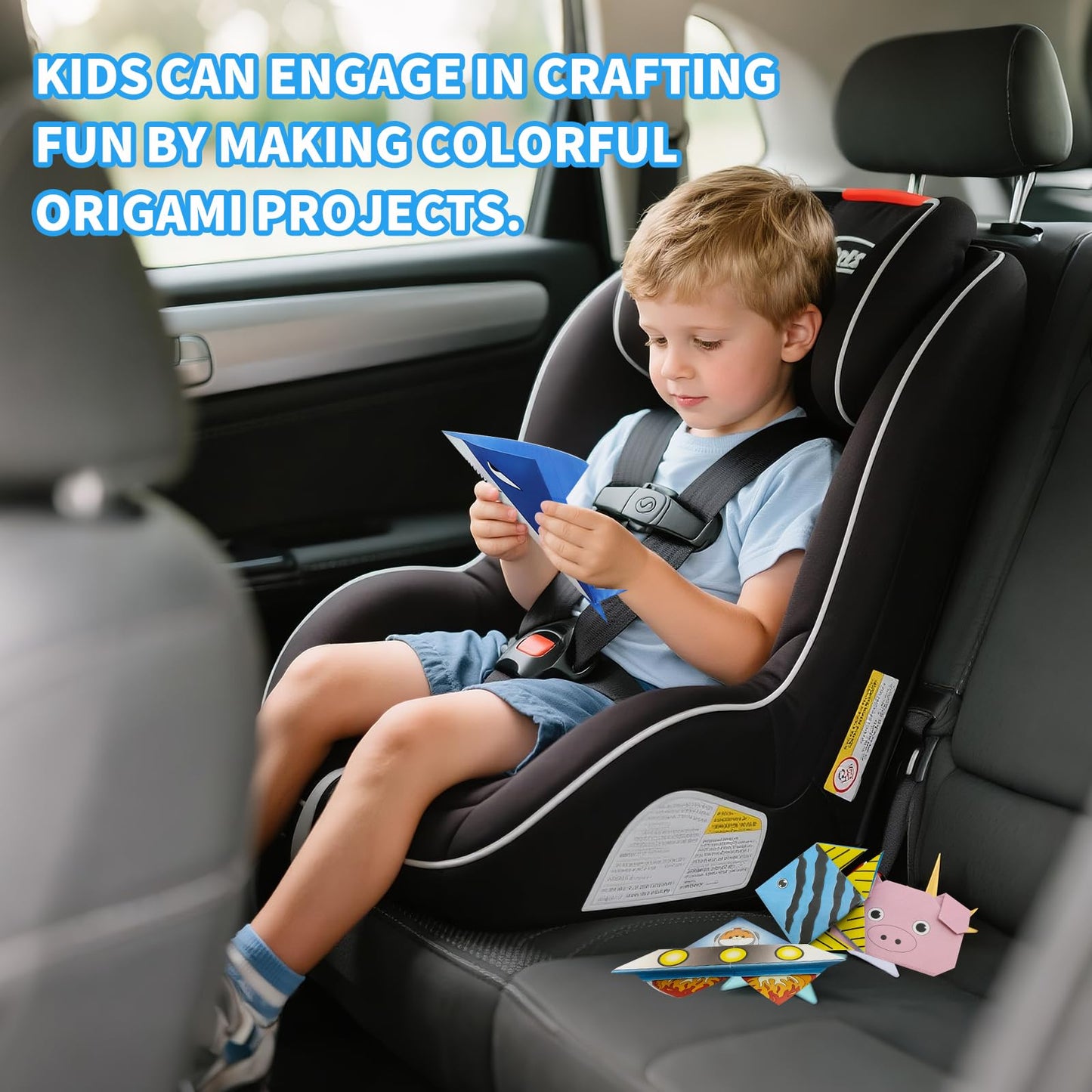 Kalysky Origami Paper Kit for Kids Ages 5-8 8-12, 150 Sheets Origami Book, with Guiding Book, DIY Art and Crafts Supplies, Travel Game Airplane Car Road Trip Activities Toy Gifts