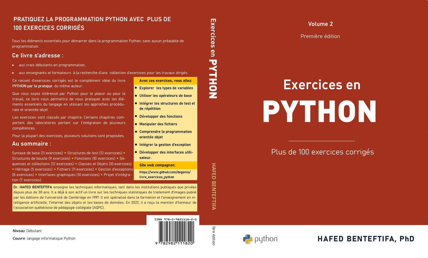 Exercices en Python: Plus de 100 exercices corrigés (Apprentissage machine par la pratique - Théorie et pratique) (French Edition)