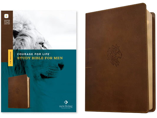 NLT Courage For Life Study Bible for Men, Filament Enabled (LeatherLike, Rustic Brown Lion)
