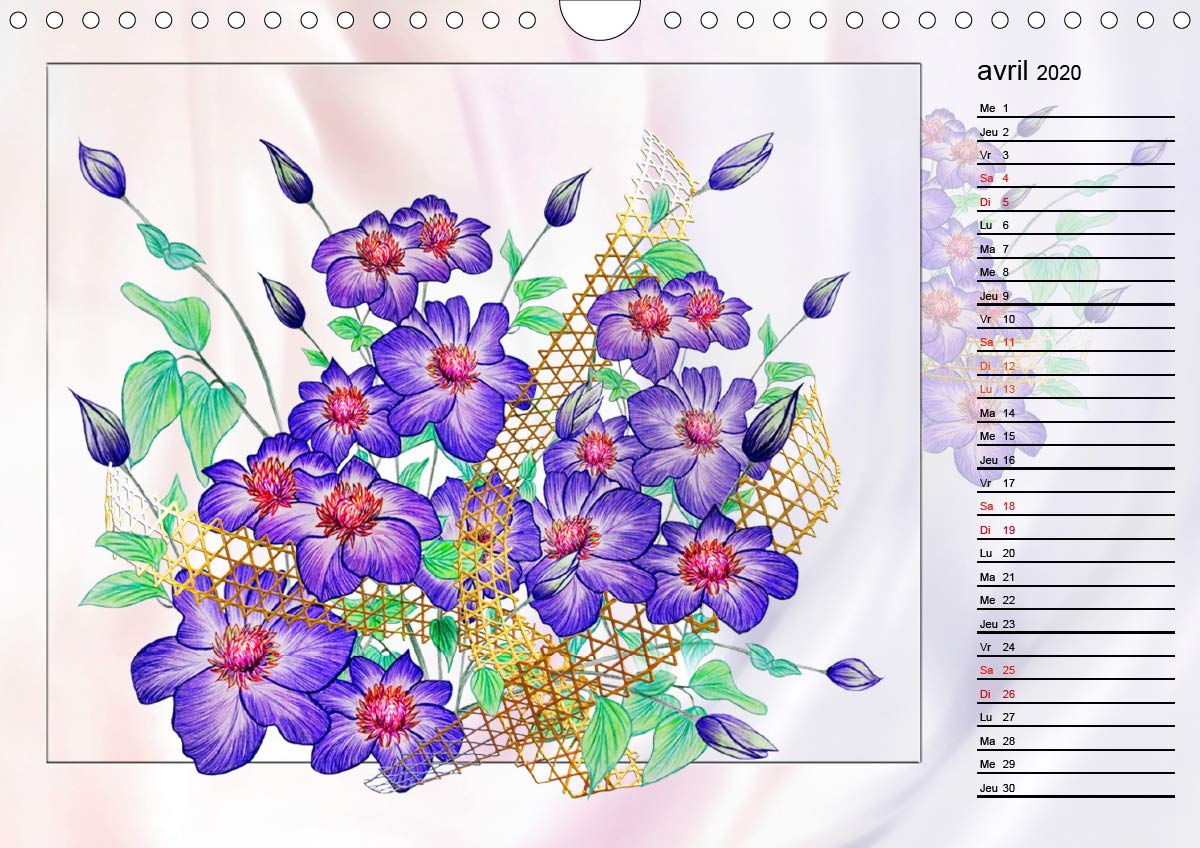 Fleurs La langue de la joie 2020: Dessins au crayon de couleur (Calvendo Art) (French Edition)