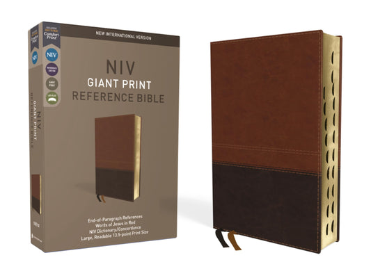 NIV, Reference Bible, Giant Print, Leathersoft, Brown, Red Letter, Thumb Indexed, Comfort Print