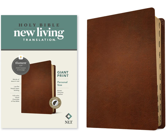NLT Personal Size Giant Print Bible, Filament Enabled (Genuine Leather, Brown, Indexed, Red Letter): Includes Free Access to the Filament Bible App ... Notes, Devotionals, Worship Music, and Video