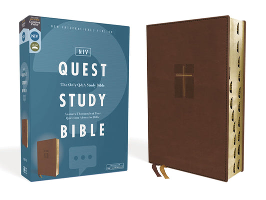 NIV, Quest Study Bible, Leathersoft, Brown, Thumb Indexed, Comfort Print: The Only Q and A Study Bible