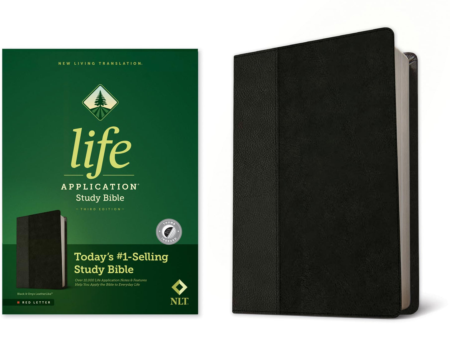 NLT Life Application Study Bible, Third Edition (LeatherLike, Black/Onyx, Indexed, Red Letter)