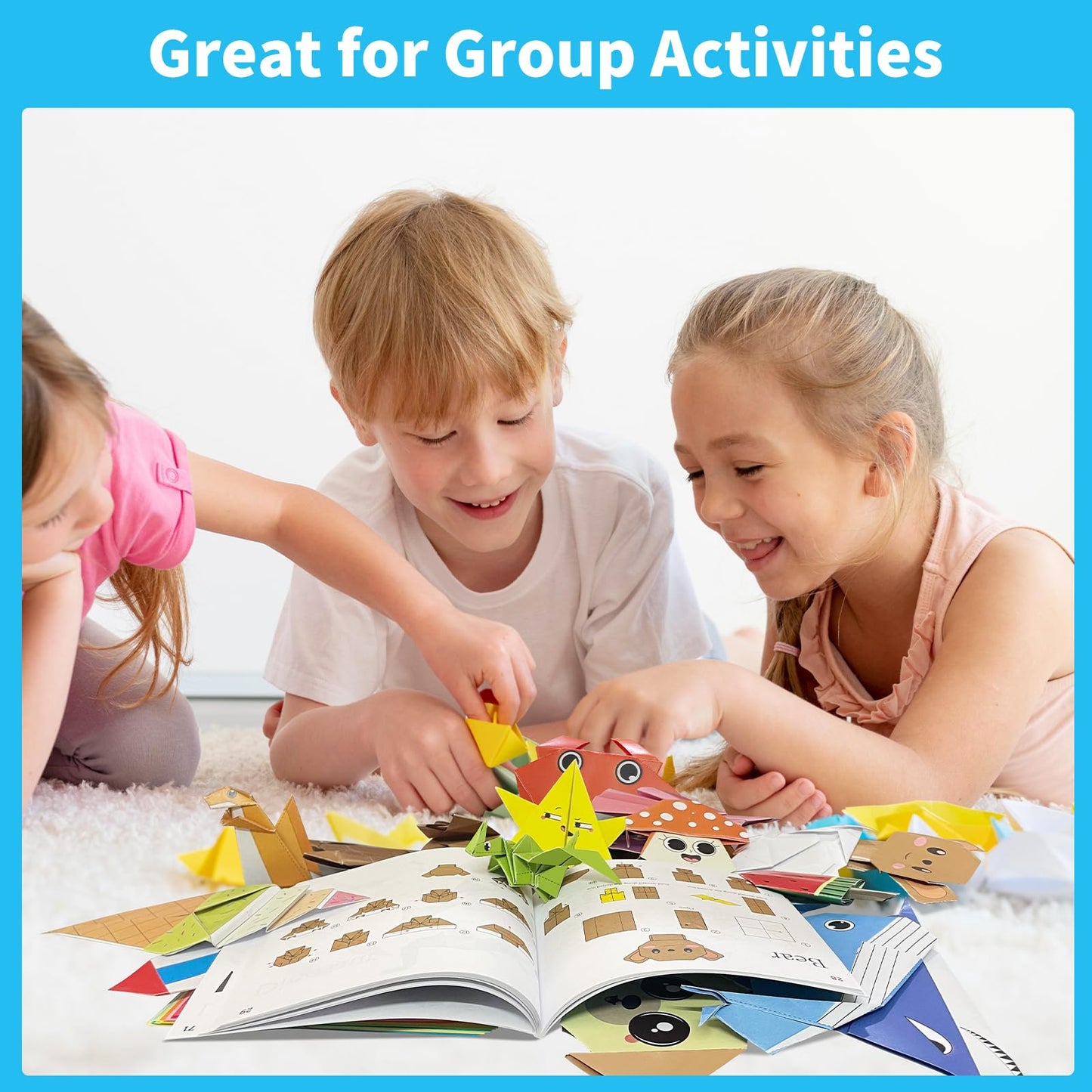 Kalysky Origami Paper Kit for Kids Ages 5-8 8-12, 150 Sheets Origami Book, with Guiding Book, DIY Art and Crafts Supplies, Travel Game Airplane Car Road Trip Activities Toy Gifts