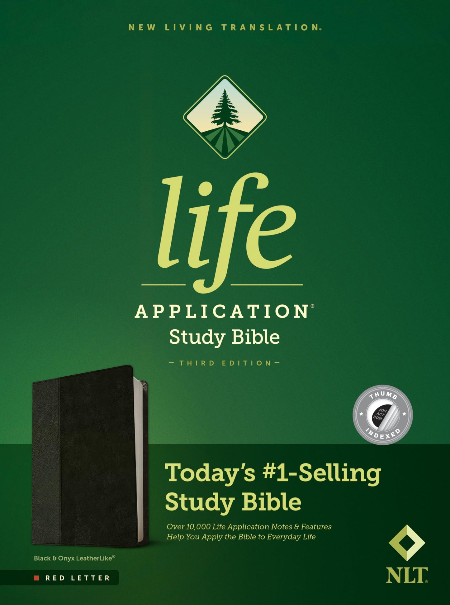 NLT Life Application Study Bible, Third Edition (LeatherLike, Black/Onyx, Indexed, Red Letter)
