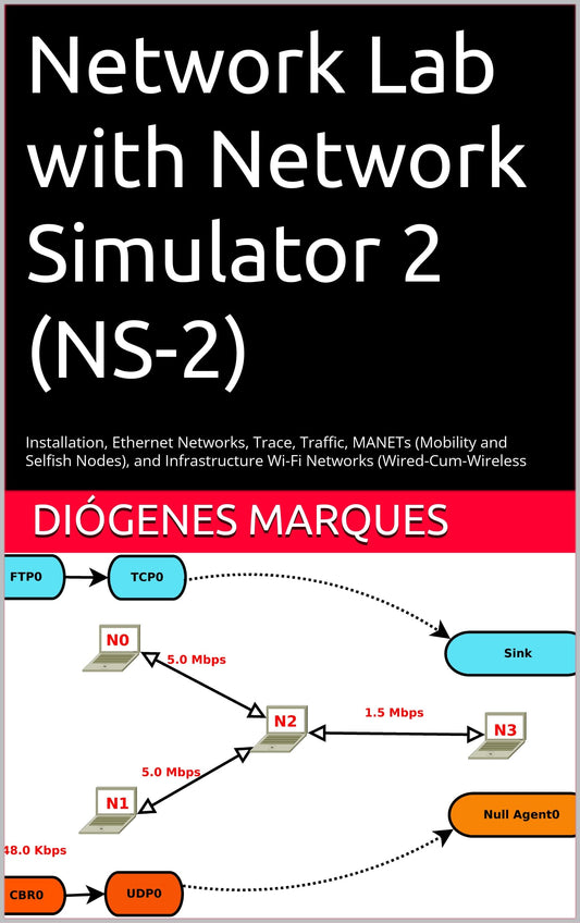 Network Lab with Network Simulator 2 (NS-2): Installation, Ethernet Networks, Trace, Traffic, MANETs (Mobility and Selfish Nodes), and Infrastructure Wi-Fi Networks (Wired-Cum-Wireless