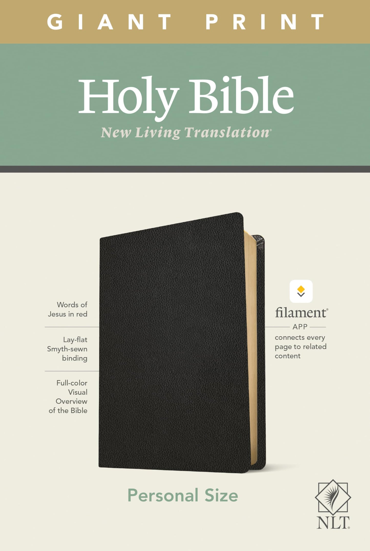 NLT Personal Size Giant Print Bible, Filament Enabled (Genuine Leather, Black, Red Letter): Includes Free Access to the Filament Bible App Delivering Study Notes, Devotionals, Worship Music, and Video