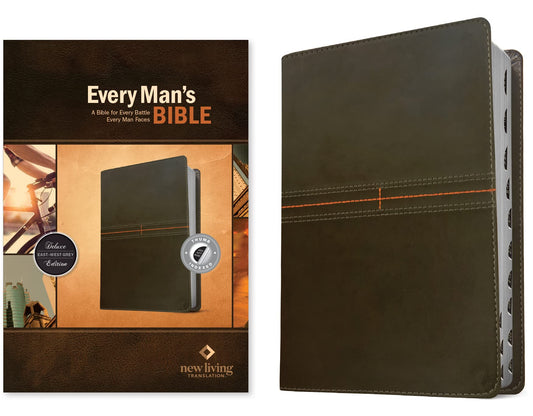 Every Man's Bible NLT (LeatherLike, East–West Grey, Indexed)