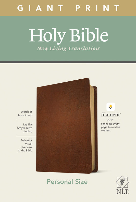 NLT Personal Size Giant Print Bible, Filament Enabled (Genuine Leather, Brown, Red Letter): Includes Free Access to the Filament Bible App Delivering Study Notes, Devotionals, Worship Music, and Video