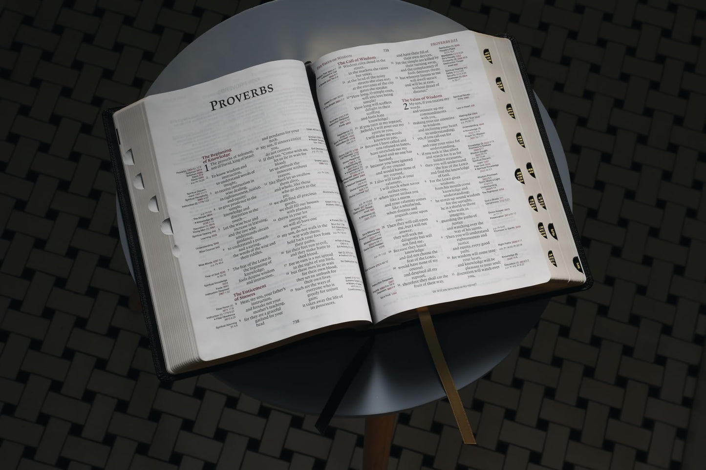 ESV, Thompson Chain-Reference Bible, Large Print, Leathersoft, Black, Red Letter, Thumb Indexed