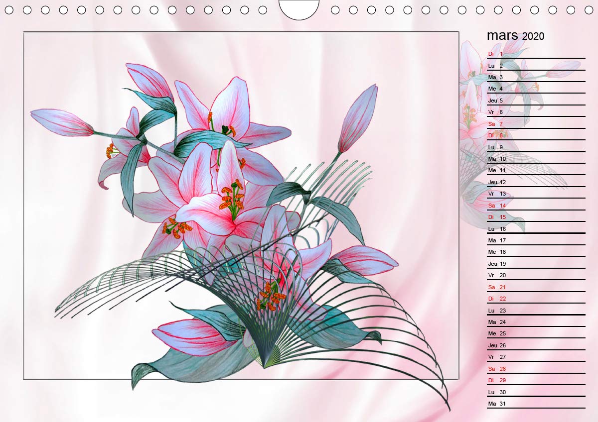 Fleurs La langue de la joie 2020: Dessins au crayon de couleur (Calvendo Art) (French Edition)