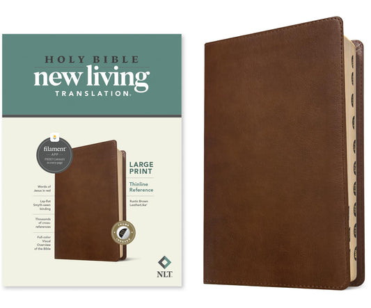 NLT Large Print Thinline Reference Bible, Filament Enabled (LeatherLike, Rustic Brown, Indexed, Red Letter): Includes Free Access to the Filament ... Notes, Devotionals, Worship Music, and Video