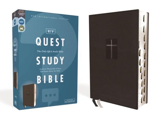 NIV, Quest Study Bible, Leathersoft, Black, Thumb Indexed, Comfort Print: The Only Q and A Study Bible