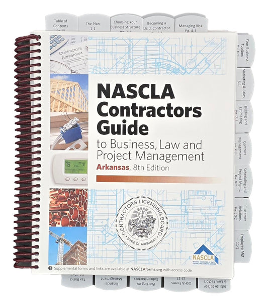 Highlighted and Tabbed - NASCLA Contractors Guide to Business, Law and Project Management, Arkansas 8th Edition - from Exam Books