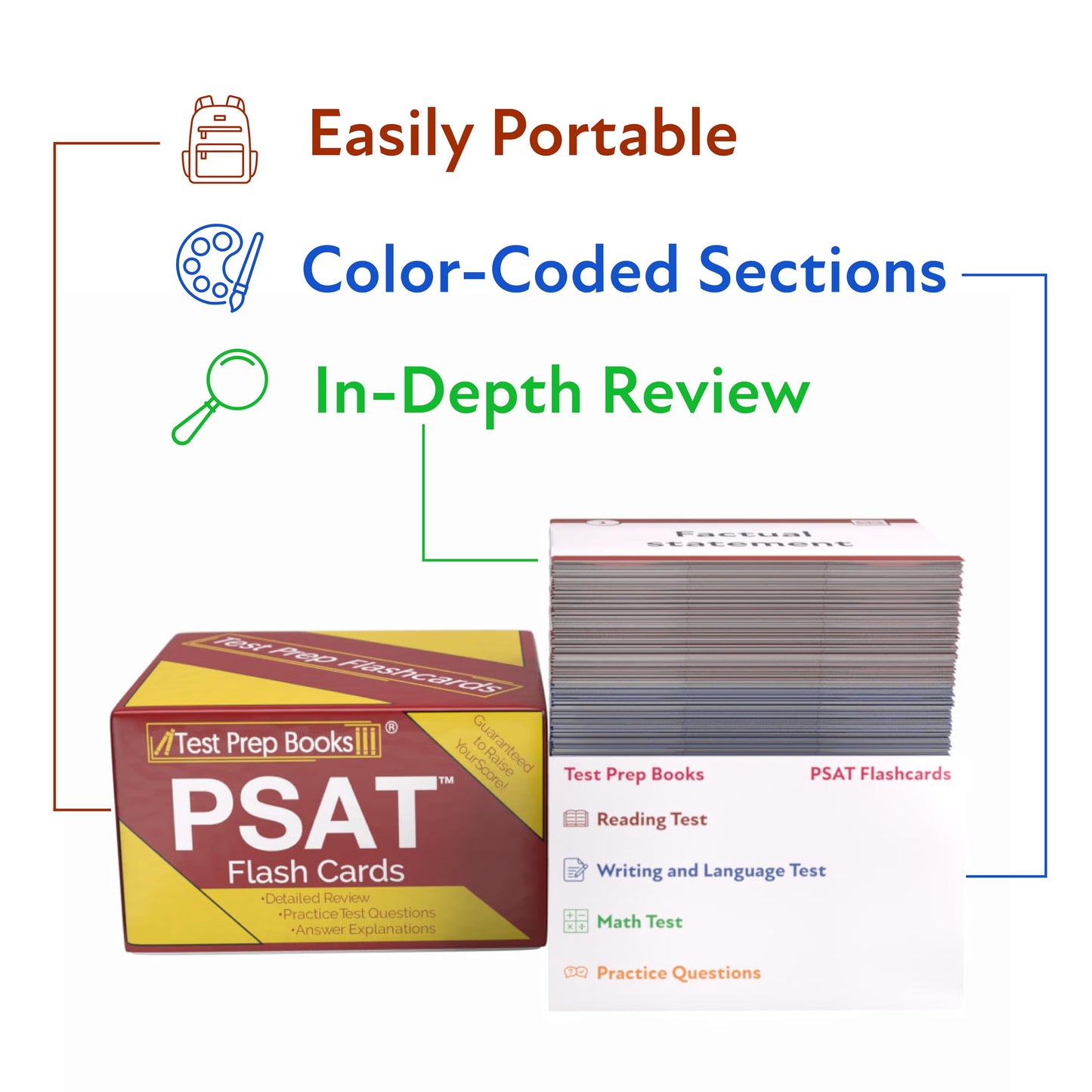 PSAT Study Cards: PSAT Prep 2025-2026 with Practice Test Questions for the College Board PSAT [Full Color Cards]