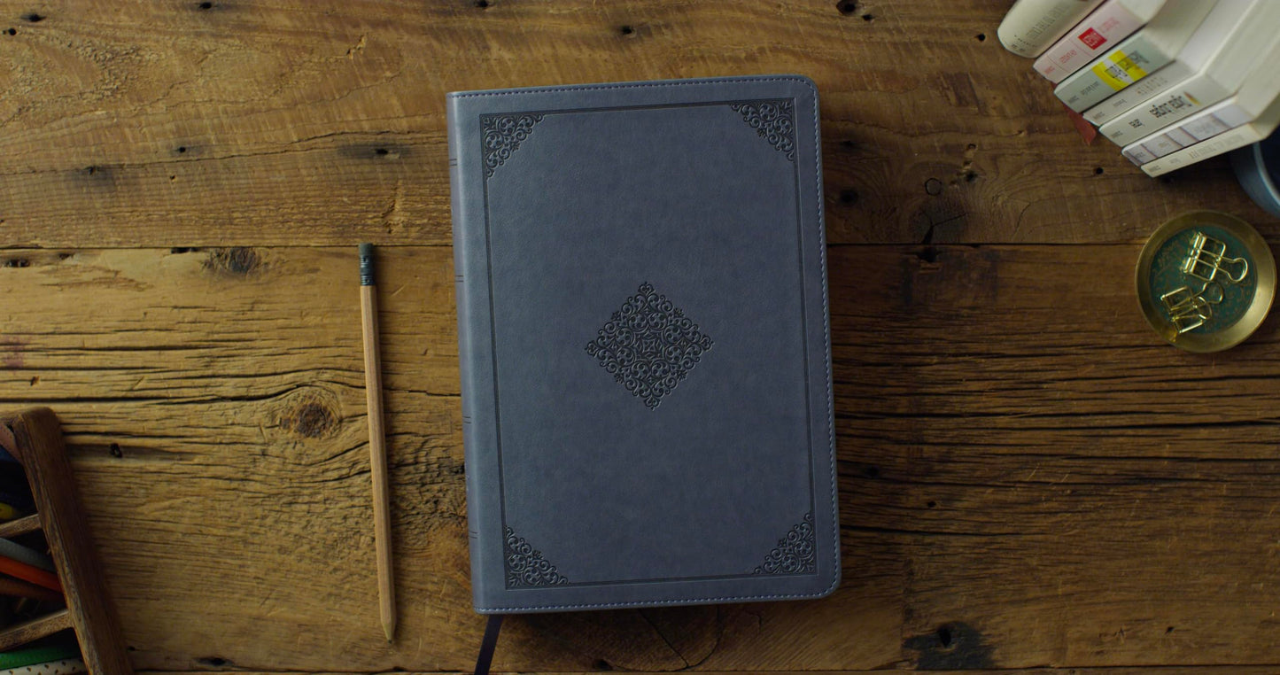 ESV Large Print Wide Margin Bible (TruTone, Slate Blue, Ornament Design): Holy Bible, English Standard Version