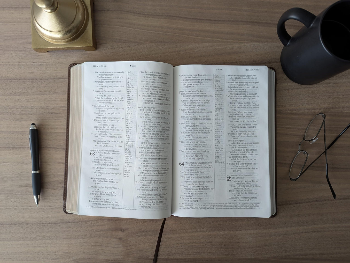 NLT Large Print Thinline Center-Column Reference Bible, Filament Enabled (LeatherLike, Brown Holy Cross, Indexed, Red Letter)