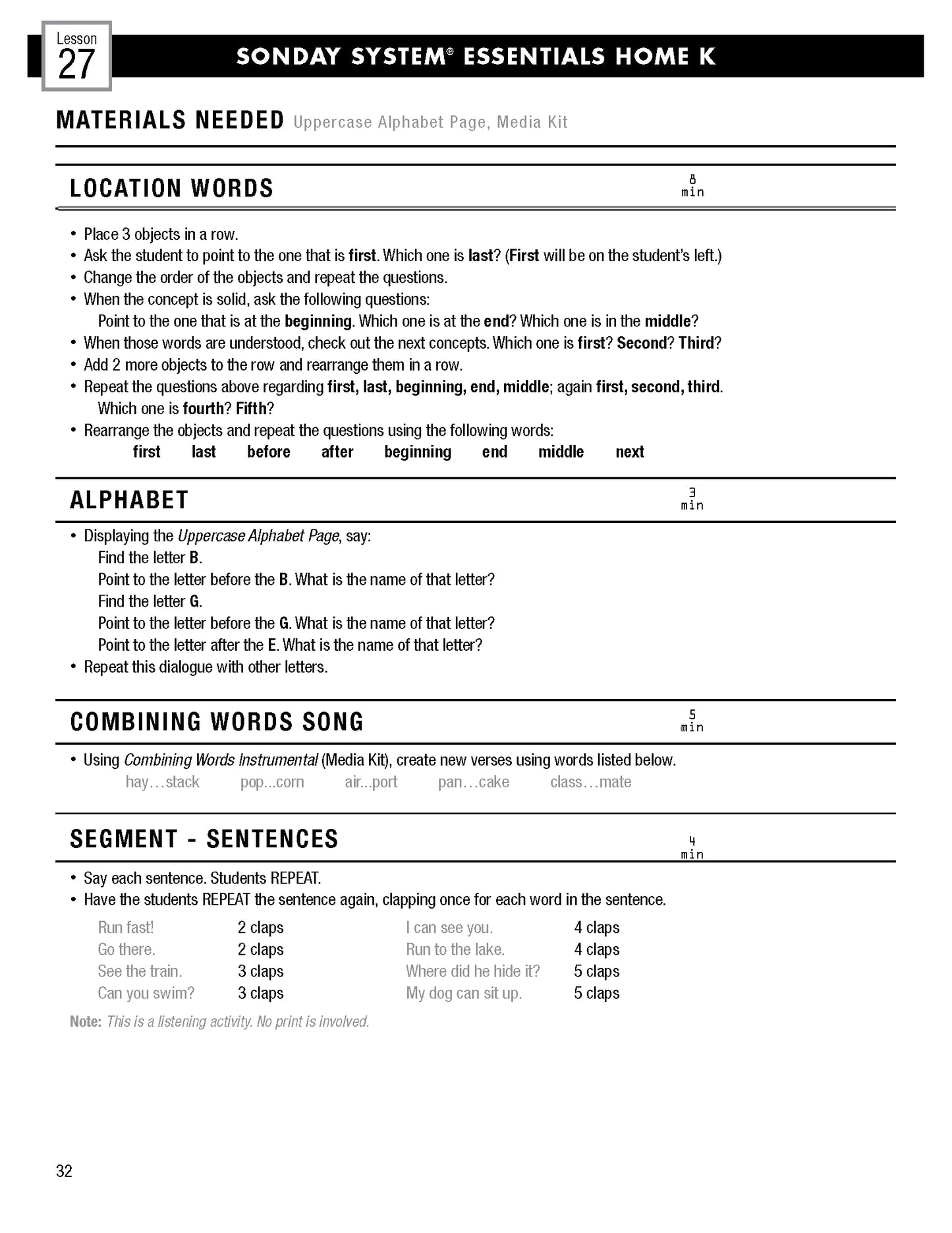 Grade K Sonday Systems Essential Home