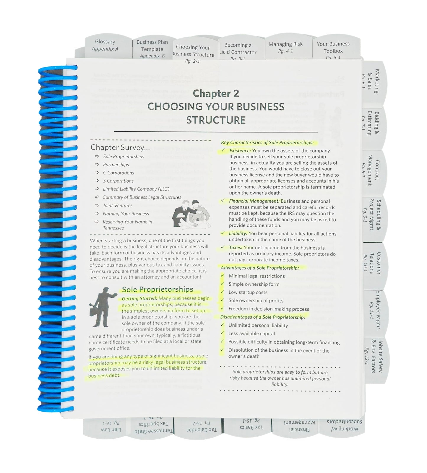 Highlighted and Tabbed - NASCLA Contractors Guide to Business, Law and Project Management, Tennessee 4th Edition - from Exam Books