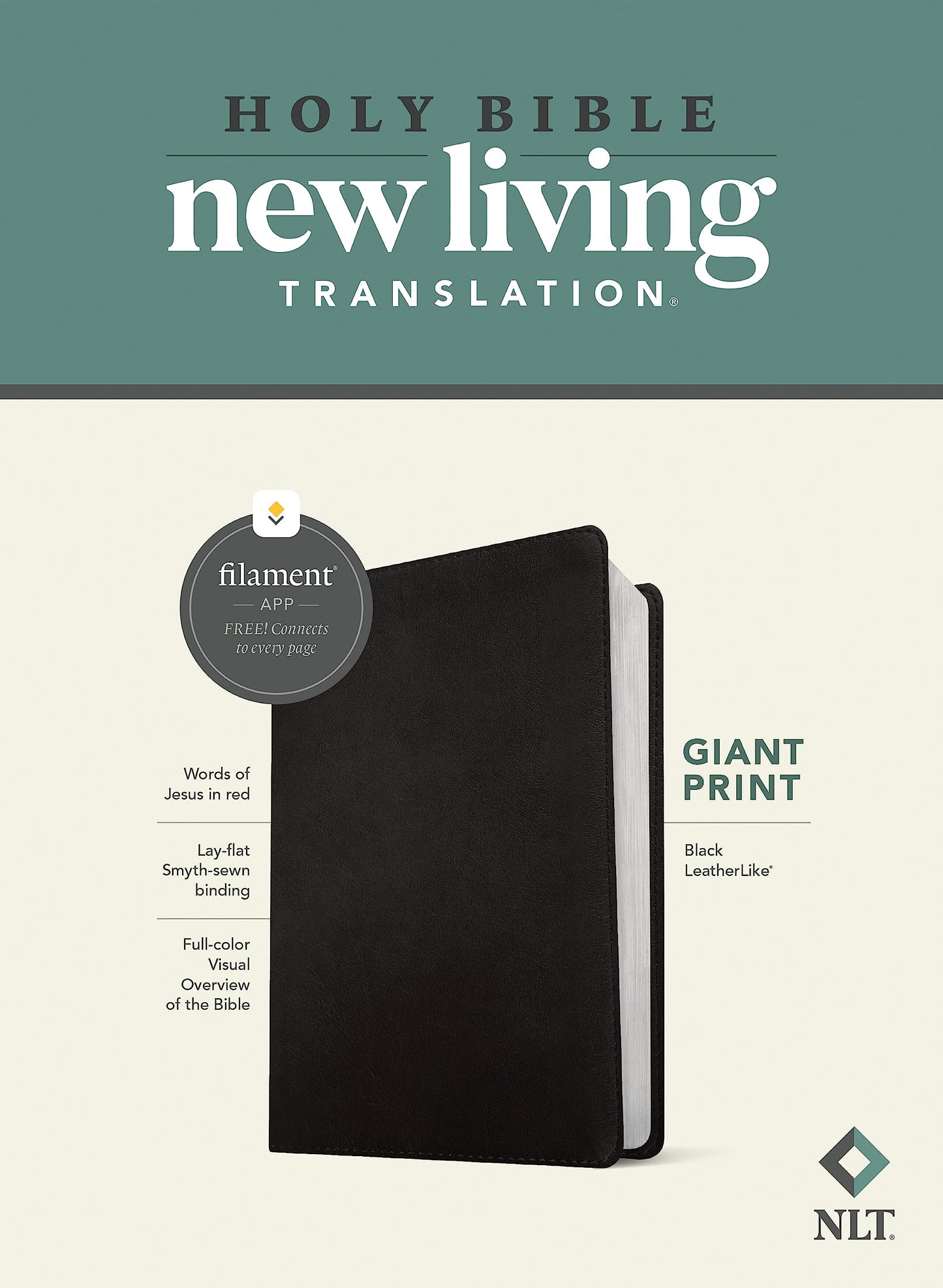 NLT Giant Print Bible, Filament Enabled (LeatherLike, Black, Red Letter)