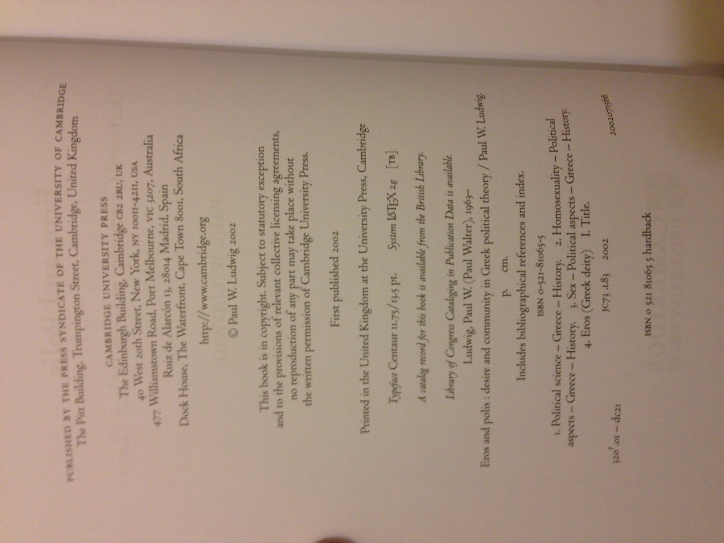 Eros and Polis: Desire and Community in Greek Political Theory