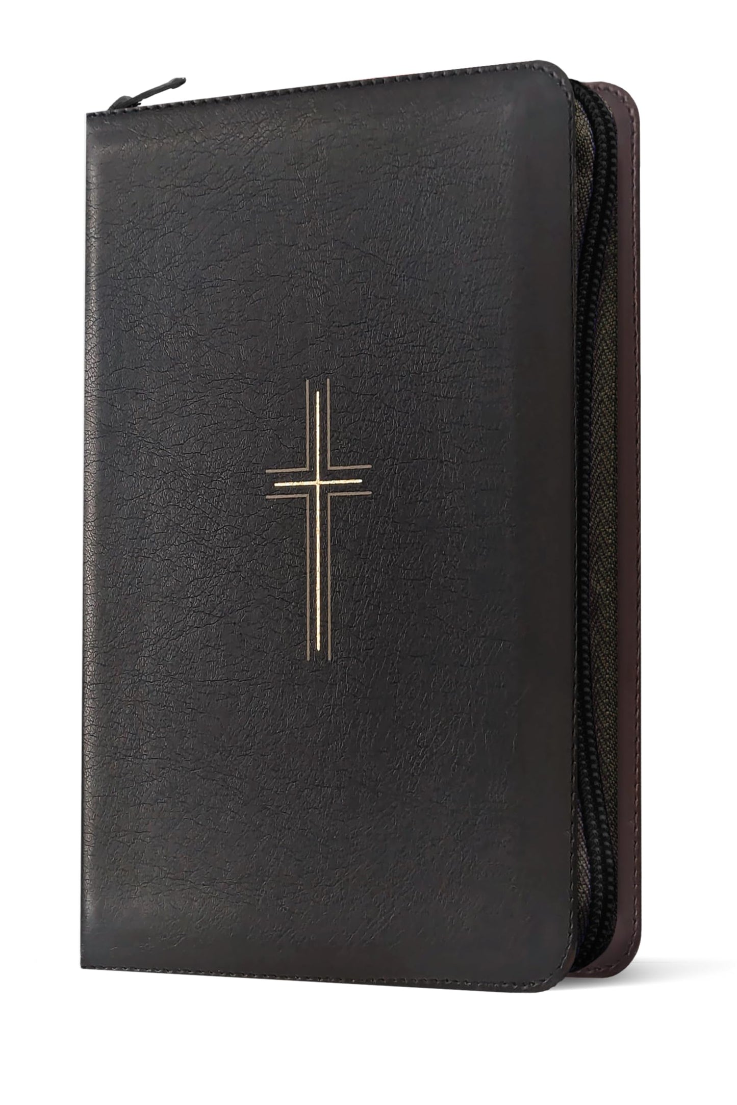 NLT Large Print Thinline Reference Zipper Bible, Filament Enabled (LeatherLike, Black Cross, Indexed, Red Letter)