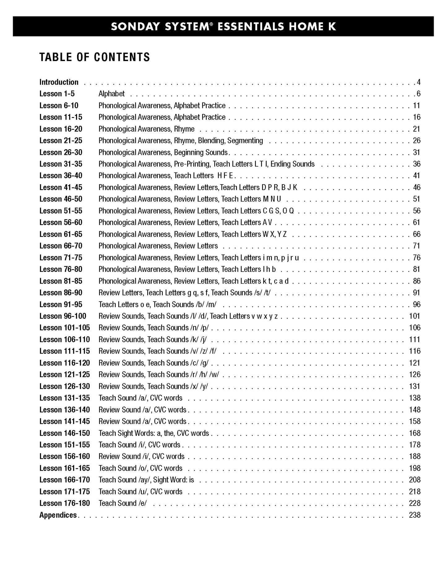 Grade K Sonday Systems Essential Home
