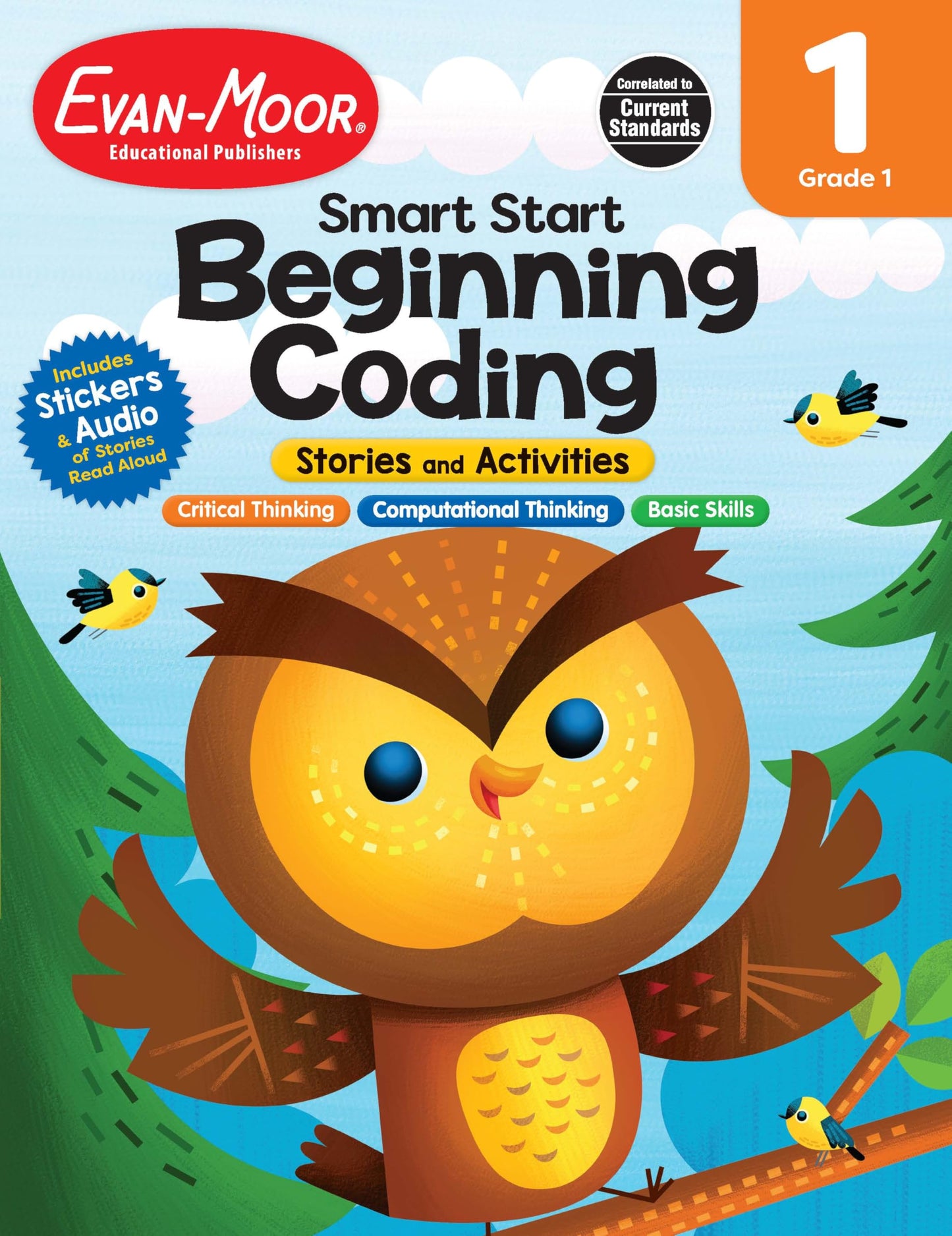 Evan-Moor Smart Start Beginning Coding, Grade 1, Activity Workbook, Includes Stickers and Audio read along, Basic Skills, Critical Thinking, ... ... Beginning Coding Stories and Activities)