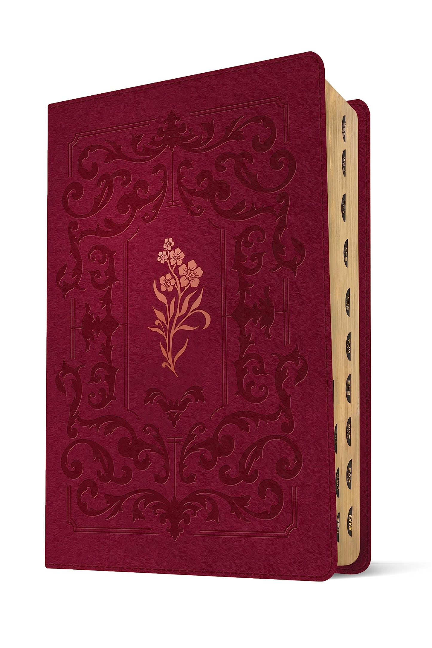 NLT Giant Print Bible, Filament Enabled (LeatherLike, Cranberry Flourish, Indexed, Red Letter)