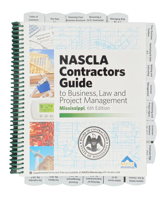 Highlighted and Tabbed - NASCLA Contractors Guide to Business, Law and Project Management, Mississippi 6th Edition - from Exam Books