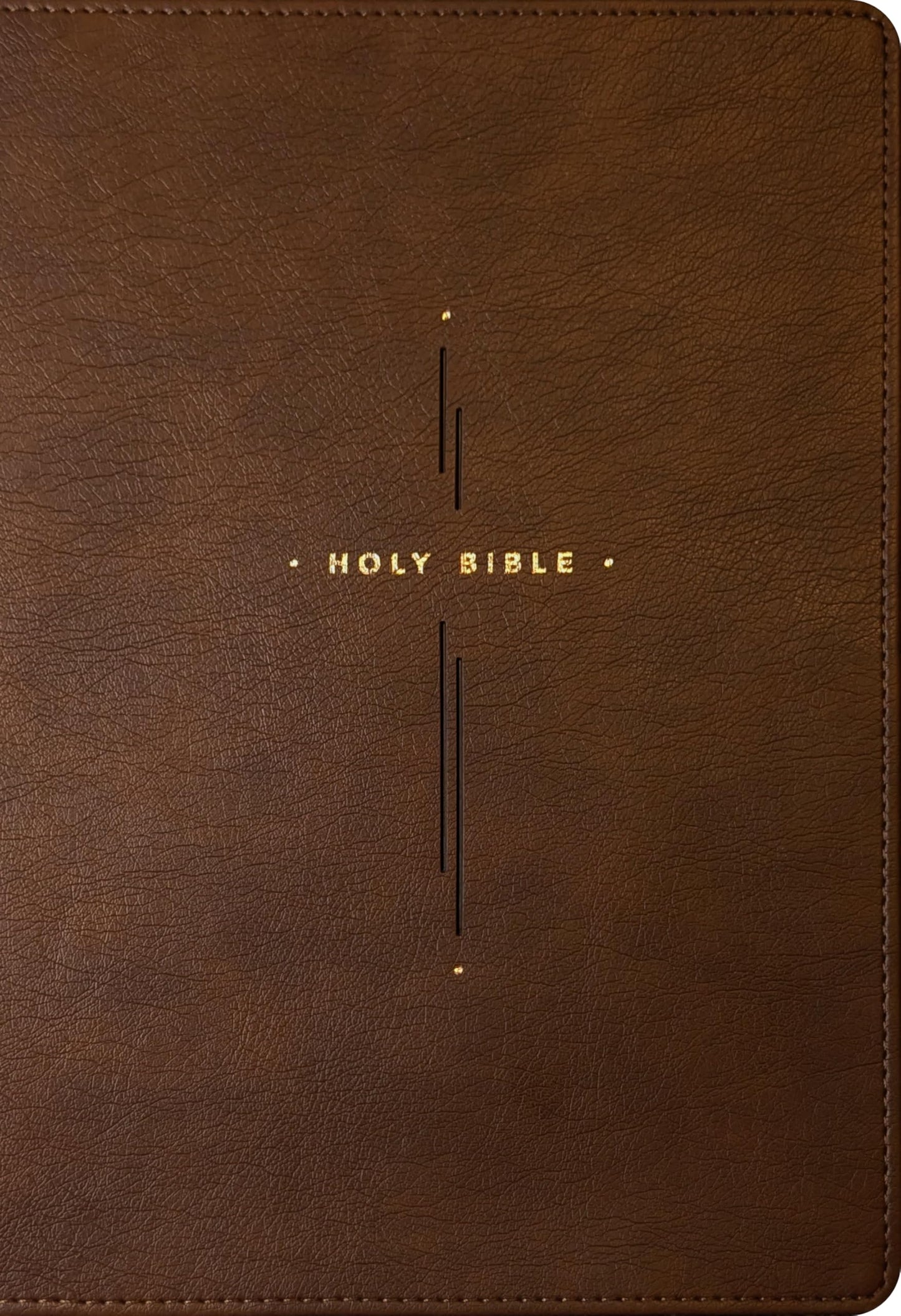 NLT Large Print Thinline Center-Column Reference Bible, Filament Enabled (LeatherLike, Brown Holy Cross, Indexed, Red Letter)