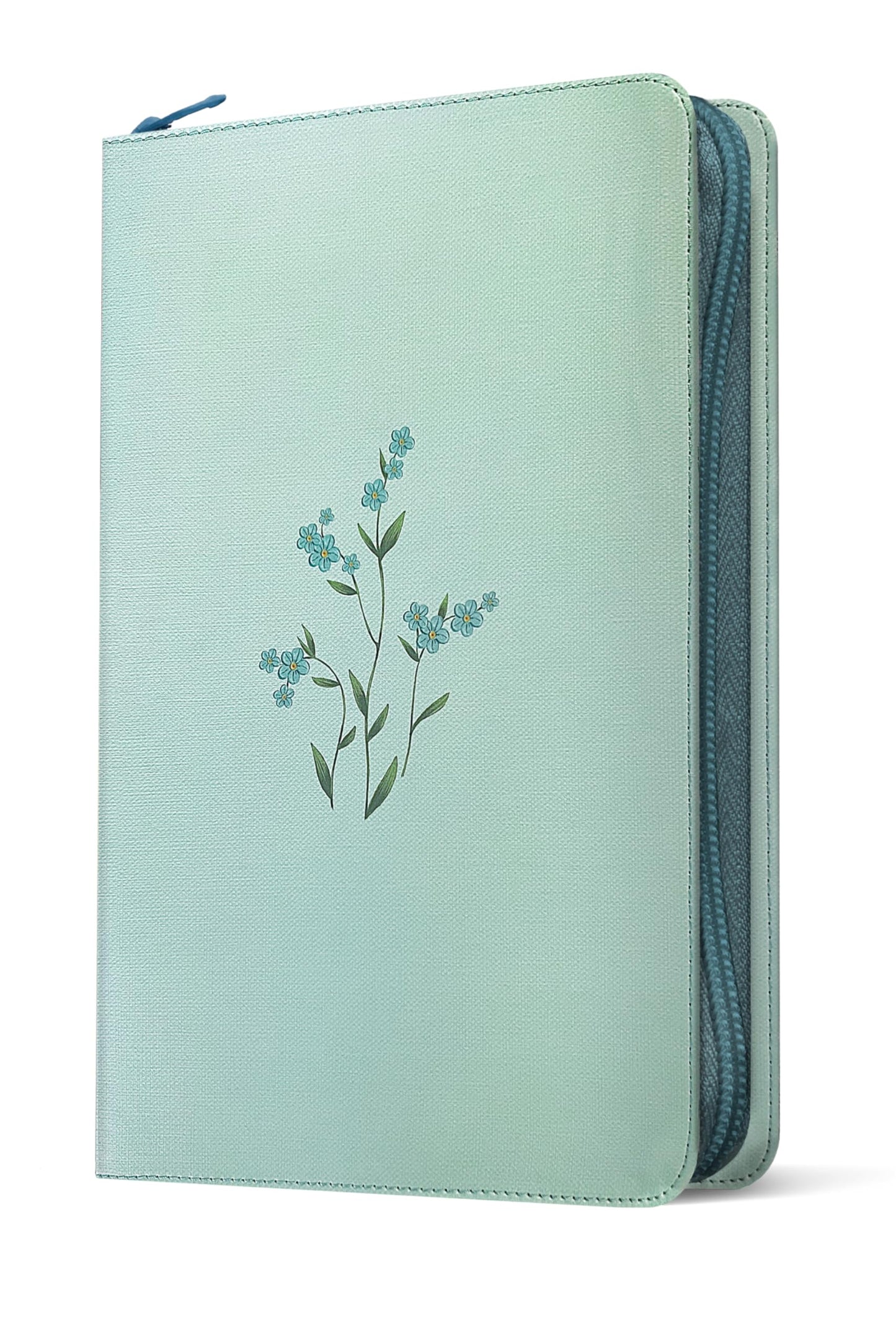 NLT Large Print Thinline Reference Zipper Bible, Filament Enabled (LeatherLike, Baby Blue Blossoms, Indexed, Red Letter)