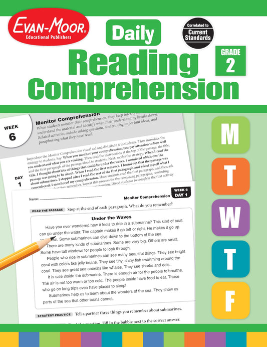 Evan-Moor Daily Reading Comprehension, Grade 2 - Homeschooling & Classroom Resource Workbook, Reproducible Worksheets, Teaching Edition, Fiction and Nonfiction, Lesson Plans, Test Prep
