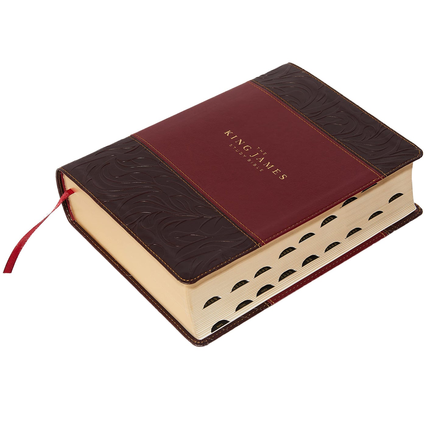 KJV, The King James Study Bible, Leathersoft, Burgundy, Thumb Indexed, Red Letter, Full-Color Edition: Holy Bible, King James Version