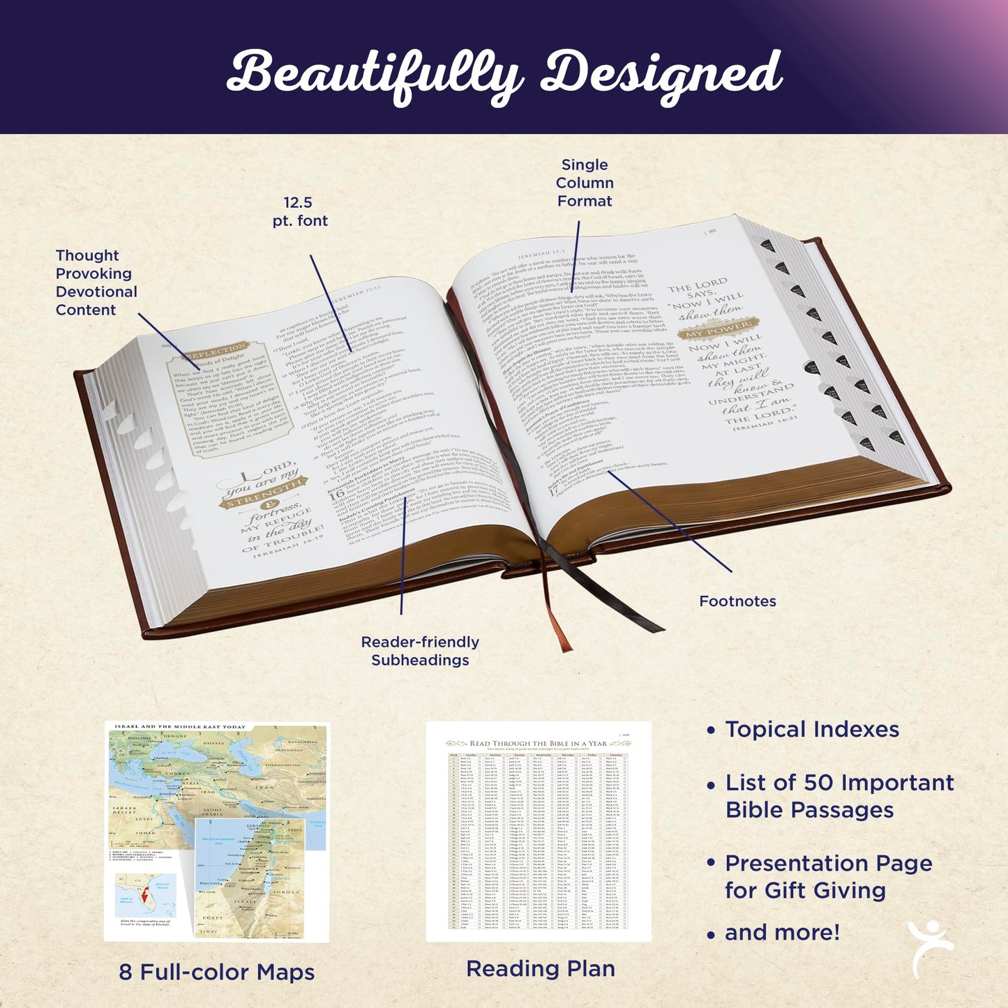 NLT Family Heritage Bible, Large Print Family Heirloom Devotional Bible for Study, New Living Translation Holy Bible Vegan Leather Hardcover, ... Content, White (NLT Family Heritage Editions)