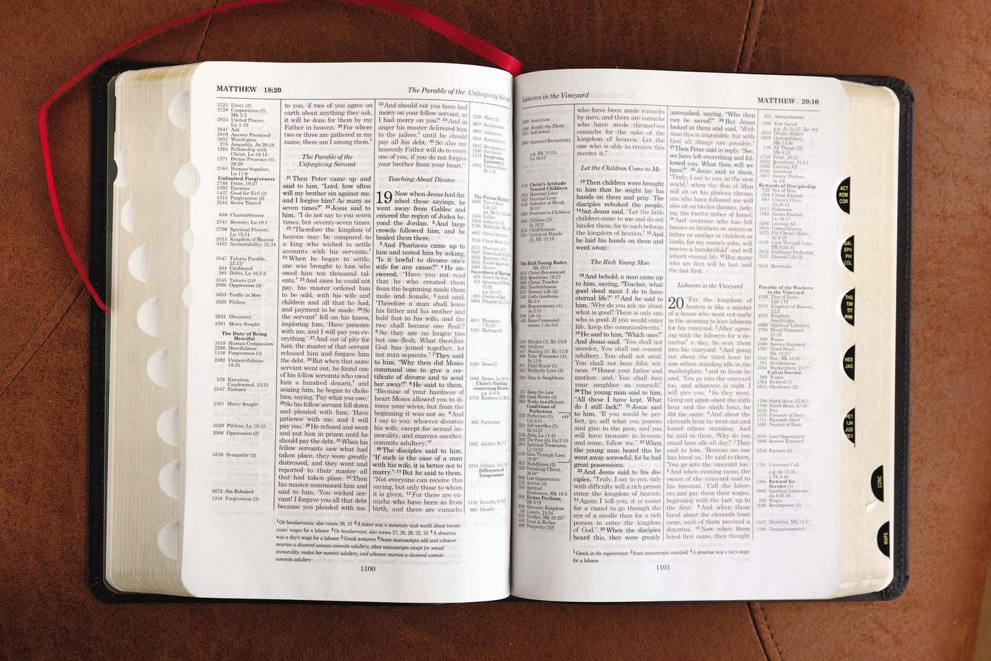 ESV, Thompson Chain-Reference Bible, Bonded Leather, Black, Red Letter, Thumb Indexed