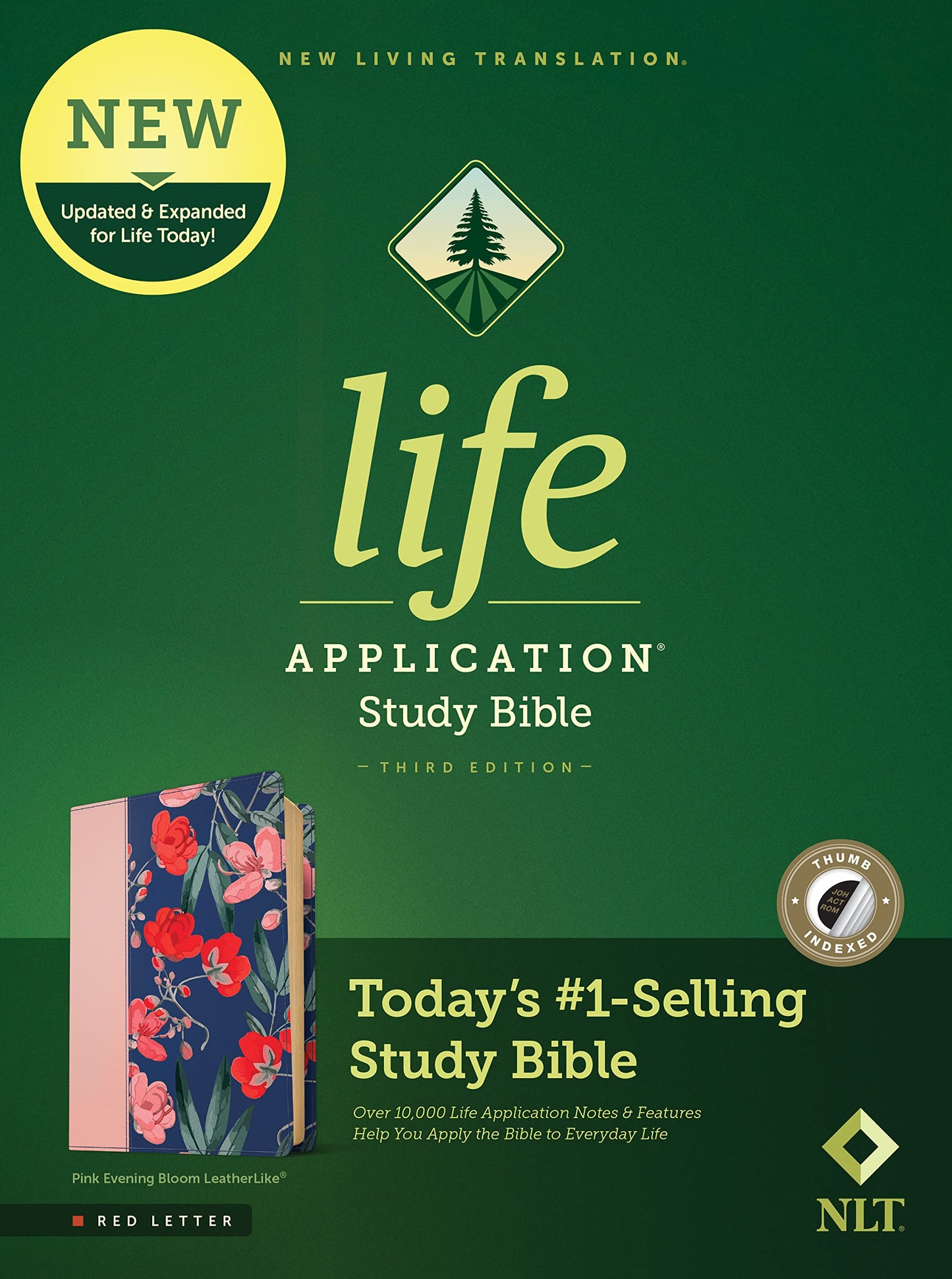 NLT Life Application Study Bible, Third Edition (LeatherLike, Pink Evening Bloom, Indexed, Red Letter)