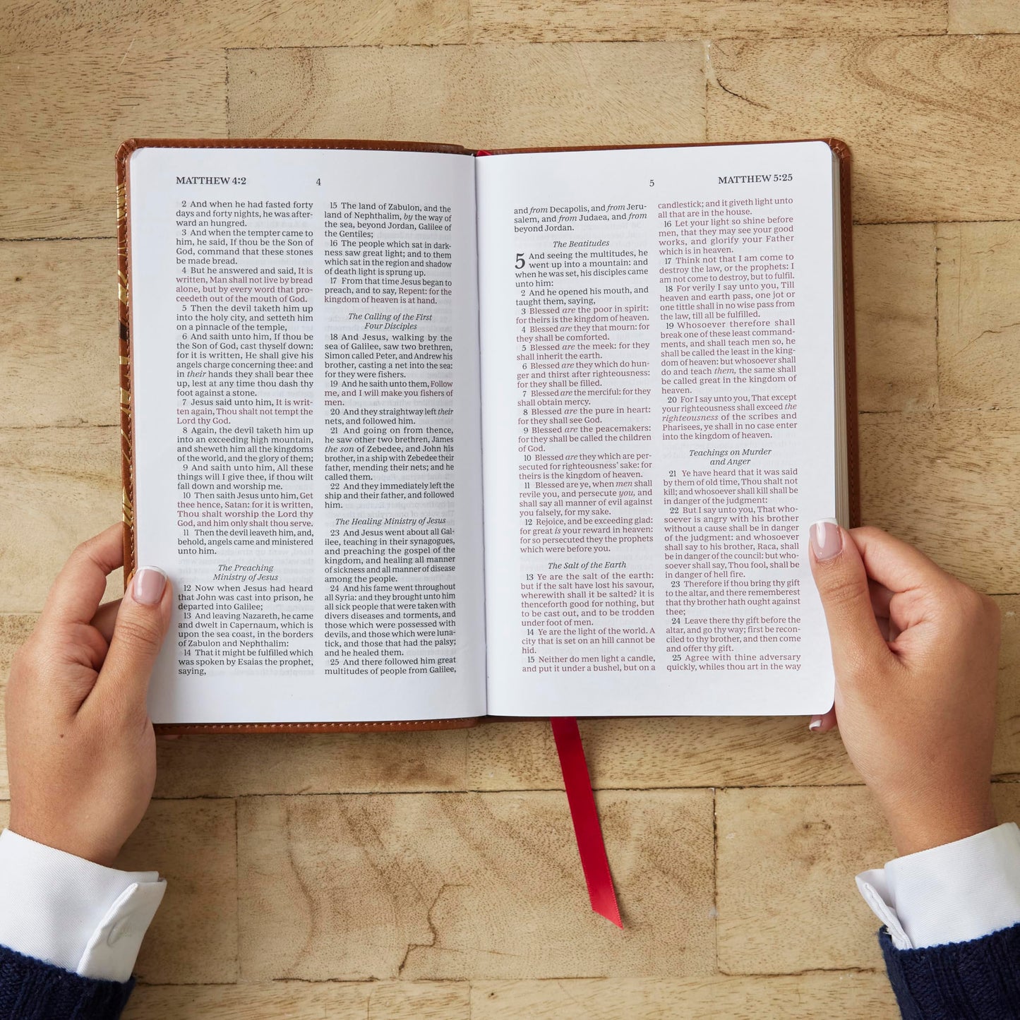 KJV, Personal Size New Testament, Black Genuine Leather, Red Letter, Comfort Print