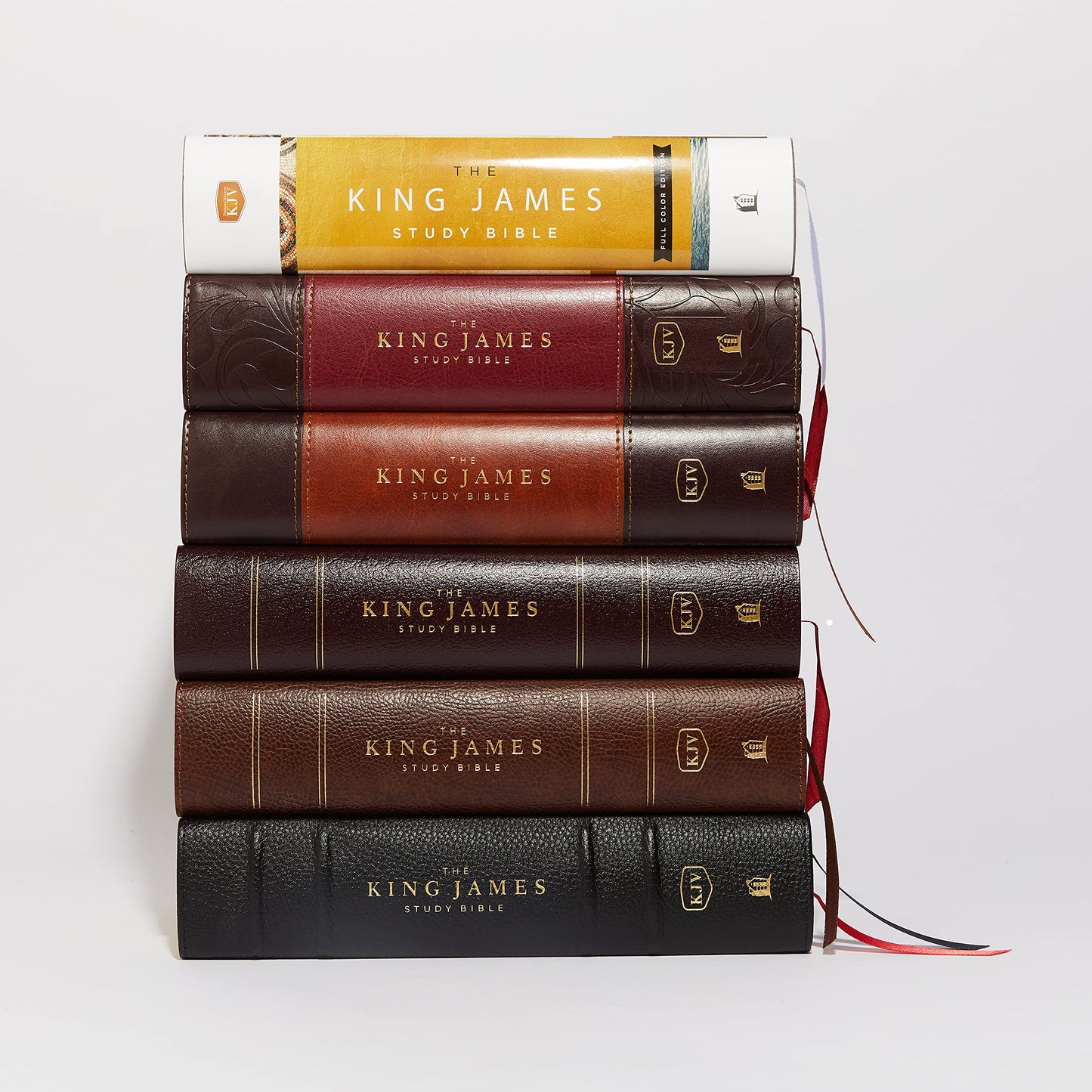 KJV, The King James Study Bible, Bonded Leather, Burgundy, Thumb Indexed, Red Letter, Full-Color Edition: Holy Bible, King James Version