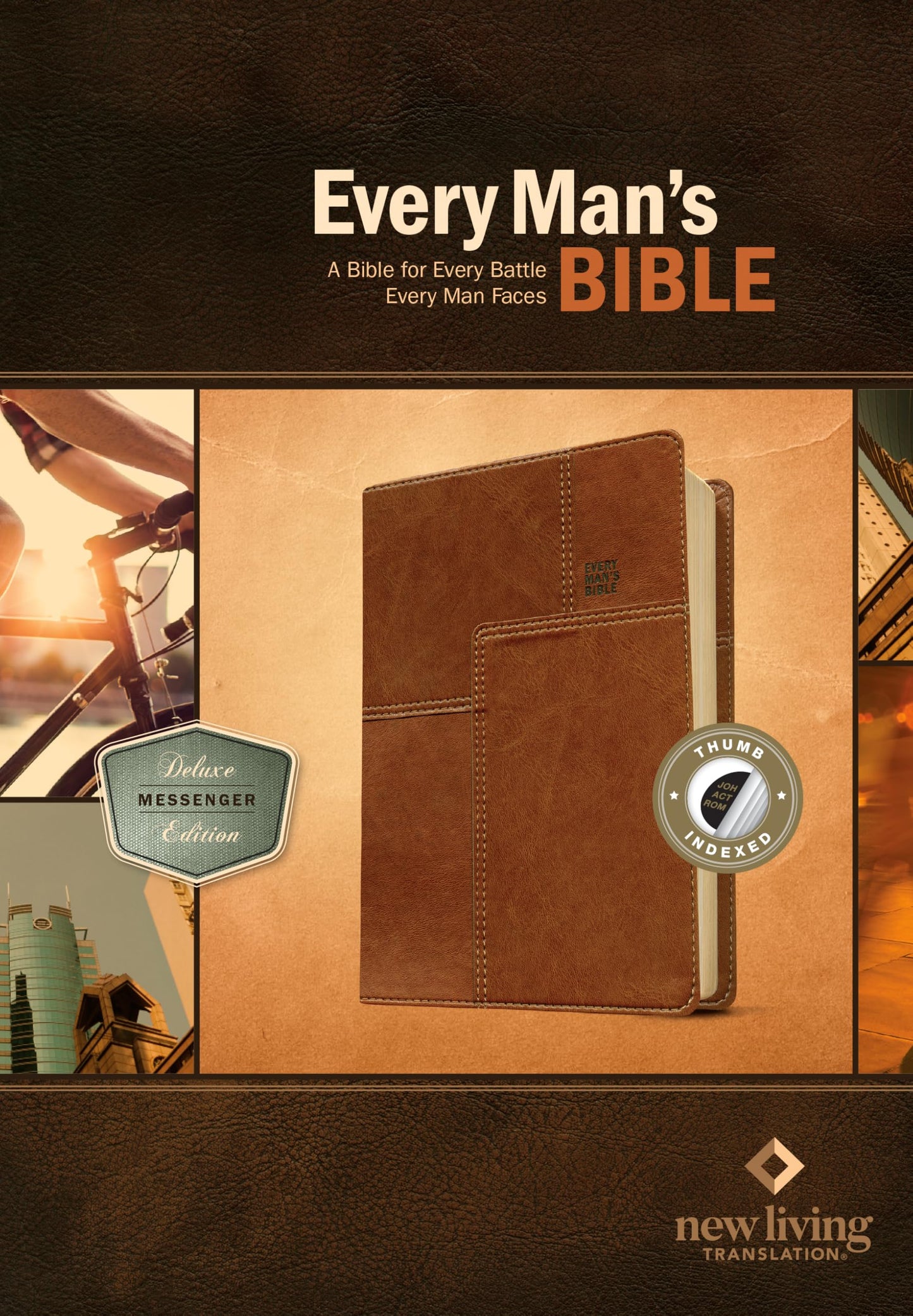 Every Man's Bible NLT, Deluxe Messenger Edition (LeatherLike, Brown, Indexed)