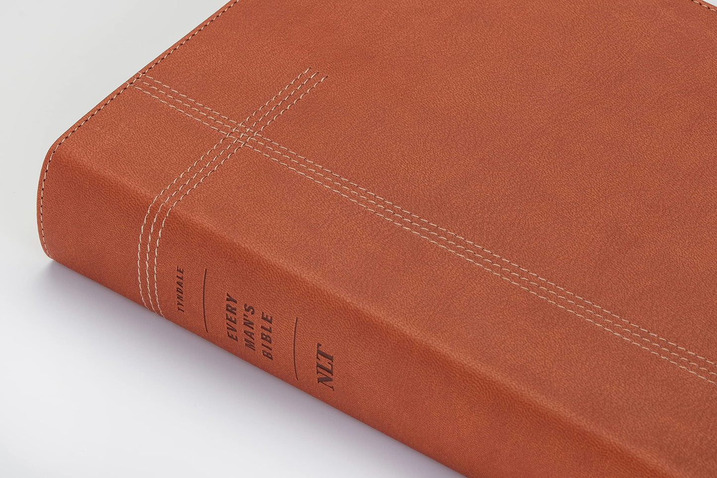 Every Man's Bible NLT, Large Print (LeatherLike, Pursuit Saddle Tan, Indexed)