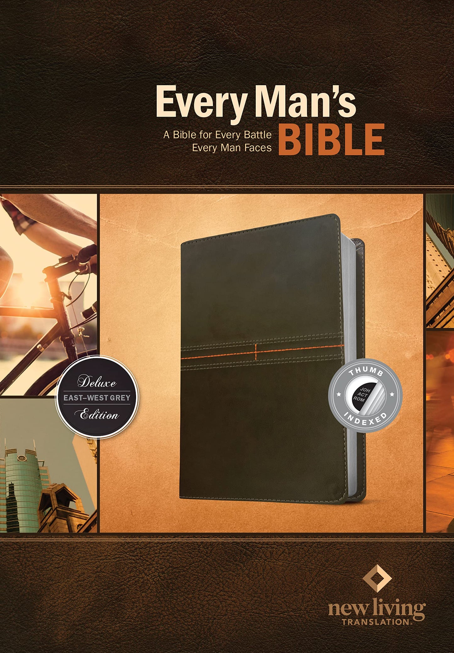 Every Man's Bible NLT (LeatherLike, East–West Grey, Indexed)